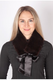 Black mink fur collar-neck warmer